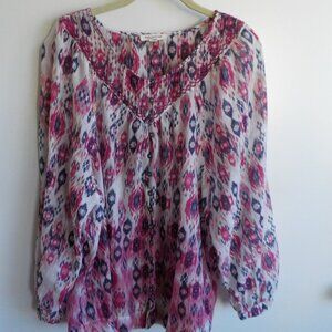 beachlunchlounge blouse - Large Pullover White/Pink - 100% Cotton - India (677)